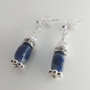 💎Sodalite Silver Tone Hardware Earrings Handcrafted Sodalite Earrings(2gr.each)